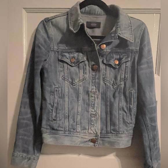 J crew indigo classic denim jacket 100 % cotton - Picture 1 of 4